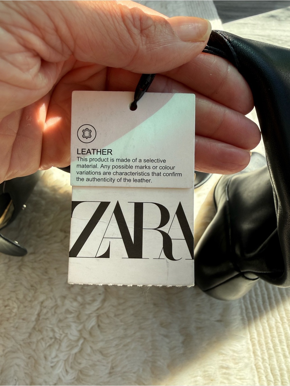 Zara Wide Shaft Leather Knee High Boots Black Size 7.5 | Never Worn (fits small) - Picture 8 of 8